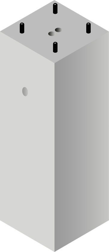 Bases Concreto Cuadrangular 40 x 40 x 120 x 40