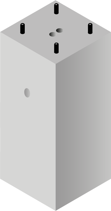 Bases Concreto Cuadrangular 40 x 40 x 90 x 40